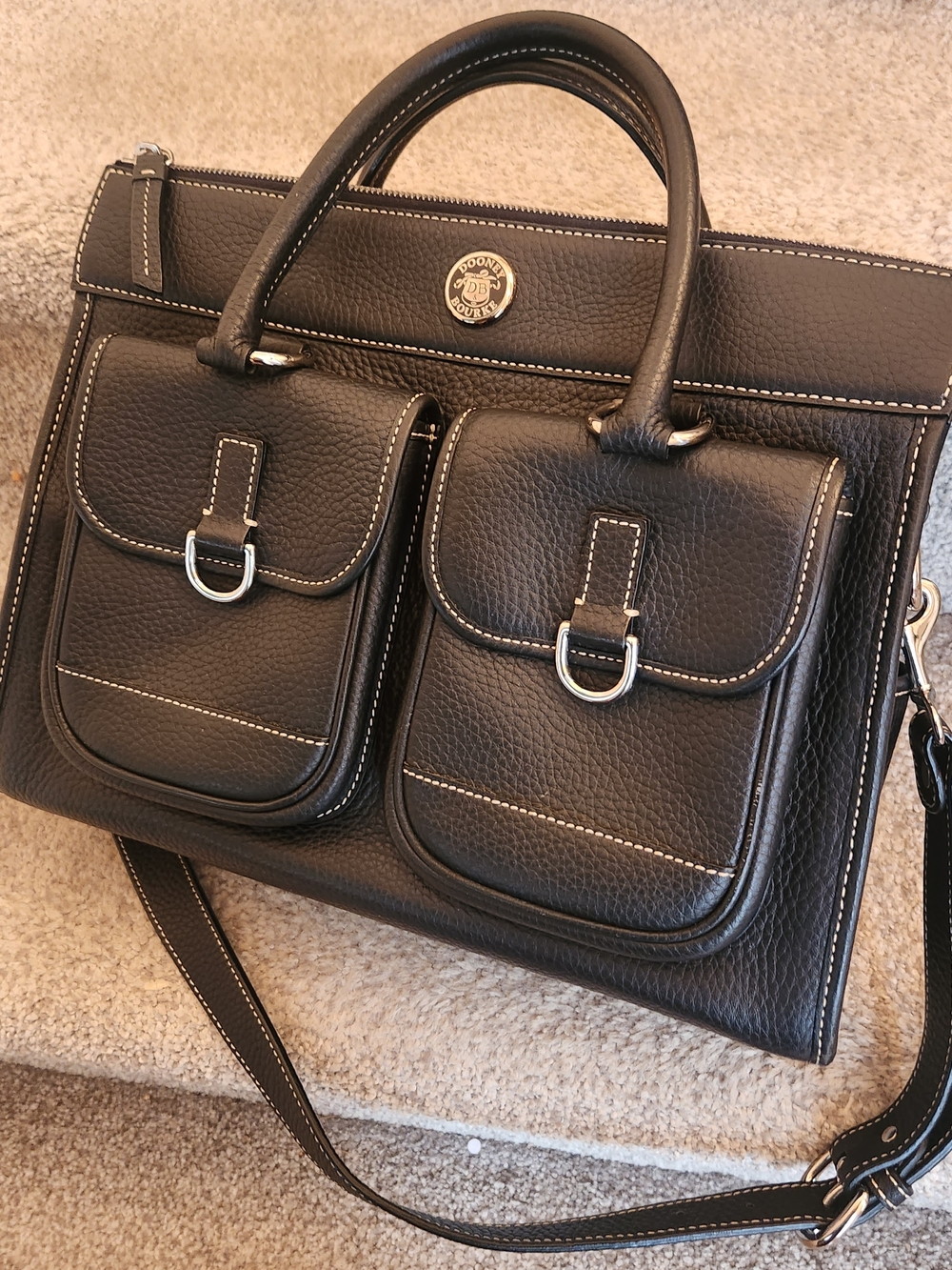 Dooney & Bourke Black Pebble Leather Dual-Pocket Briefcase